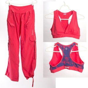 Zumba Throwback - Pull On Nylon Convertible Cargo Pants and Sports Bra Set